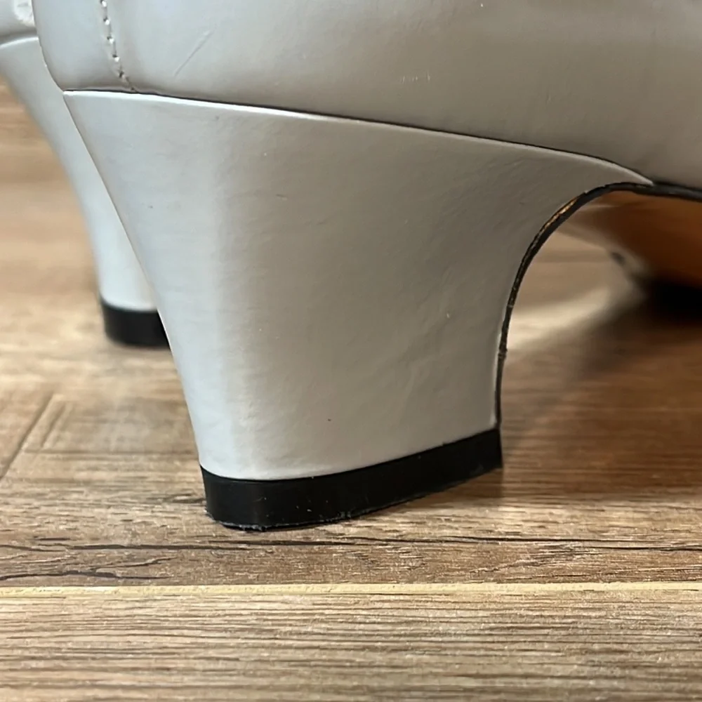 Salvatore Ferragamo Pump‎ Block Heel Retro Gray Snakeskin Square Toe Cap Shoes
